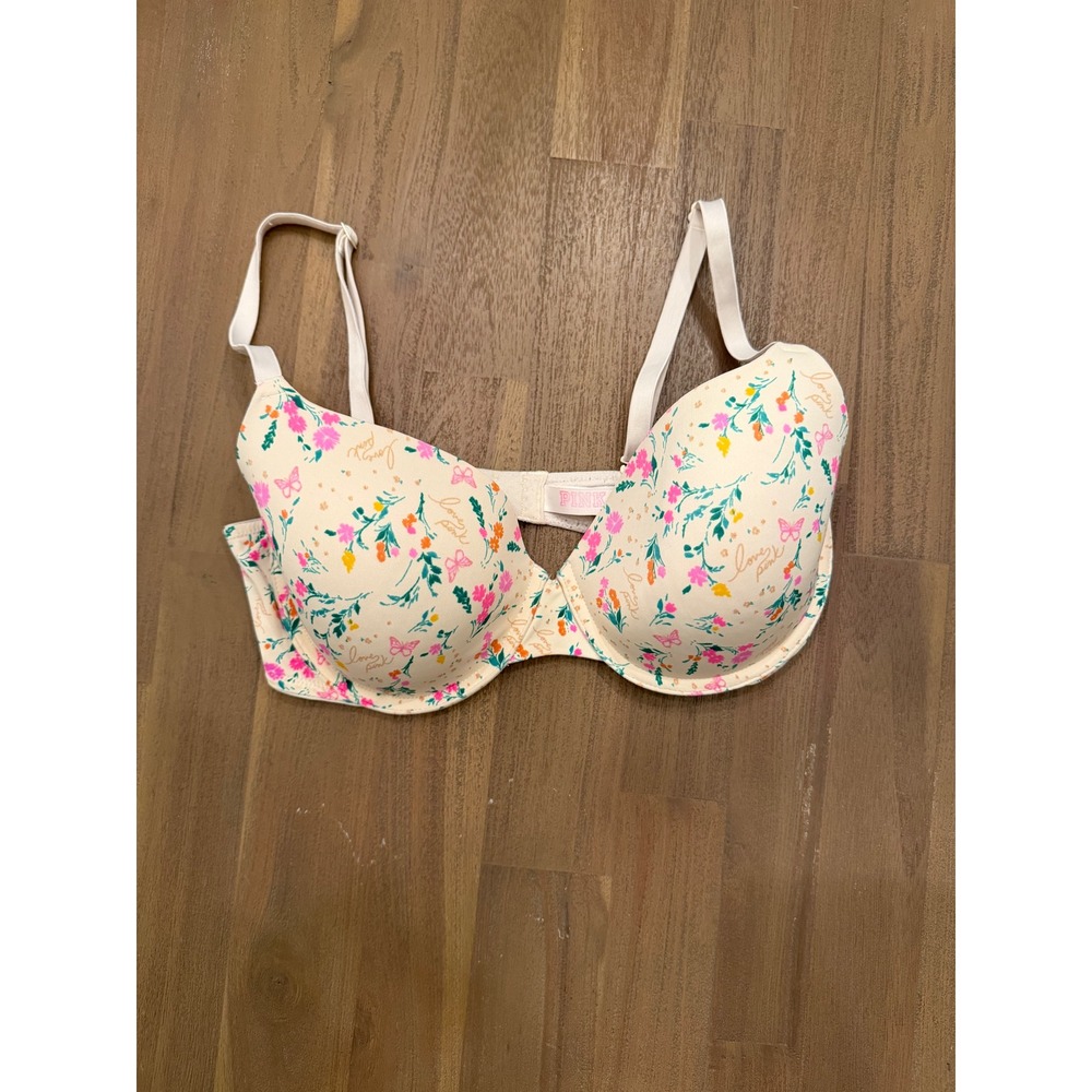 Pink‎ by Victoria's Secret Floral Push Up Bra With Butterflies